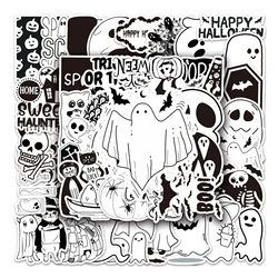 50Pcs Halloween Series black and white Cartoon Cute Waterproof Sticker Skateboarding Snowboard Retro Vinyl Sticker