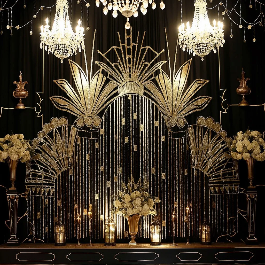 

Great Gatsby 1920s 1930s Harlem Nights gold chandelier backdrops computer print wedding Photography Studio Backgrounds