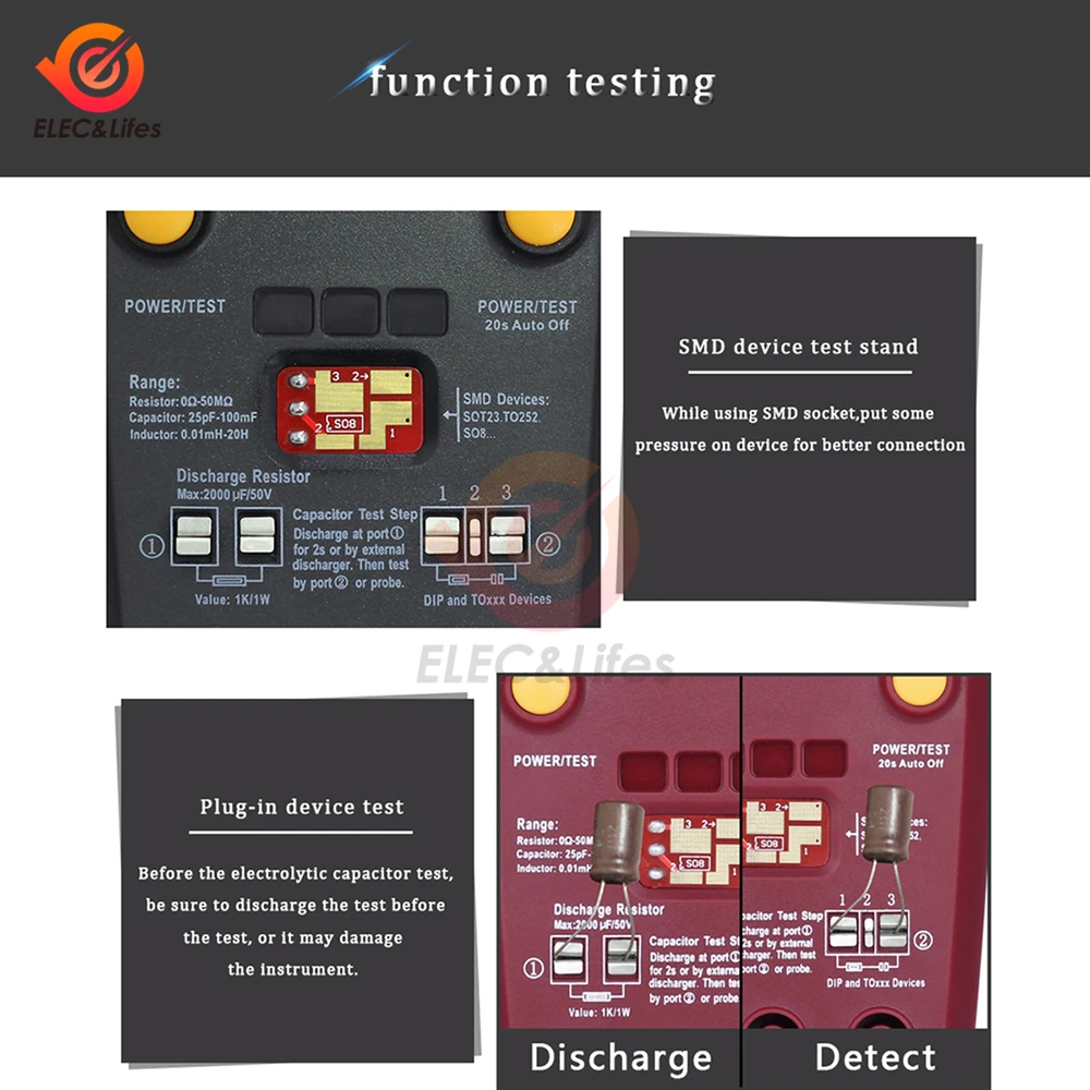 Imagem -04 - Multi-purpose Smart Transistor Tester Esr Smd Esr02pro Diodo Triode Capacitância Resistor Medidor Medidor Lcd Mos Pnp Teste Npn Esr02