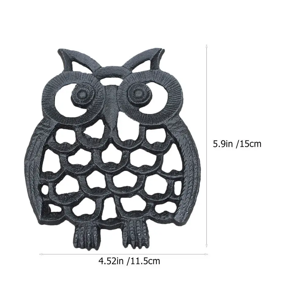 1Pcs Creative Owl Design Heat Resistant Coaster High Quality Iron Tableware Mat Smooth Surface Easy Clean Sturdy Decorative Cup