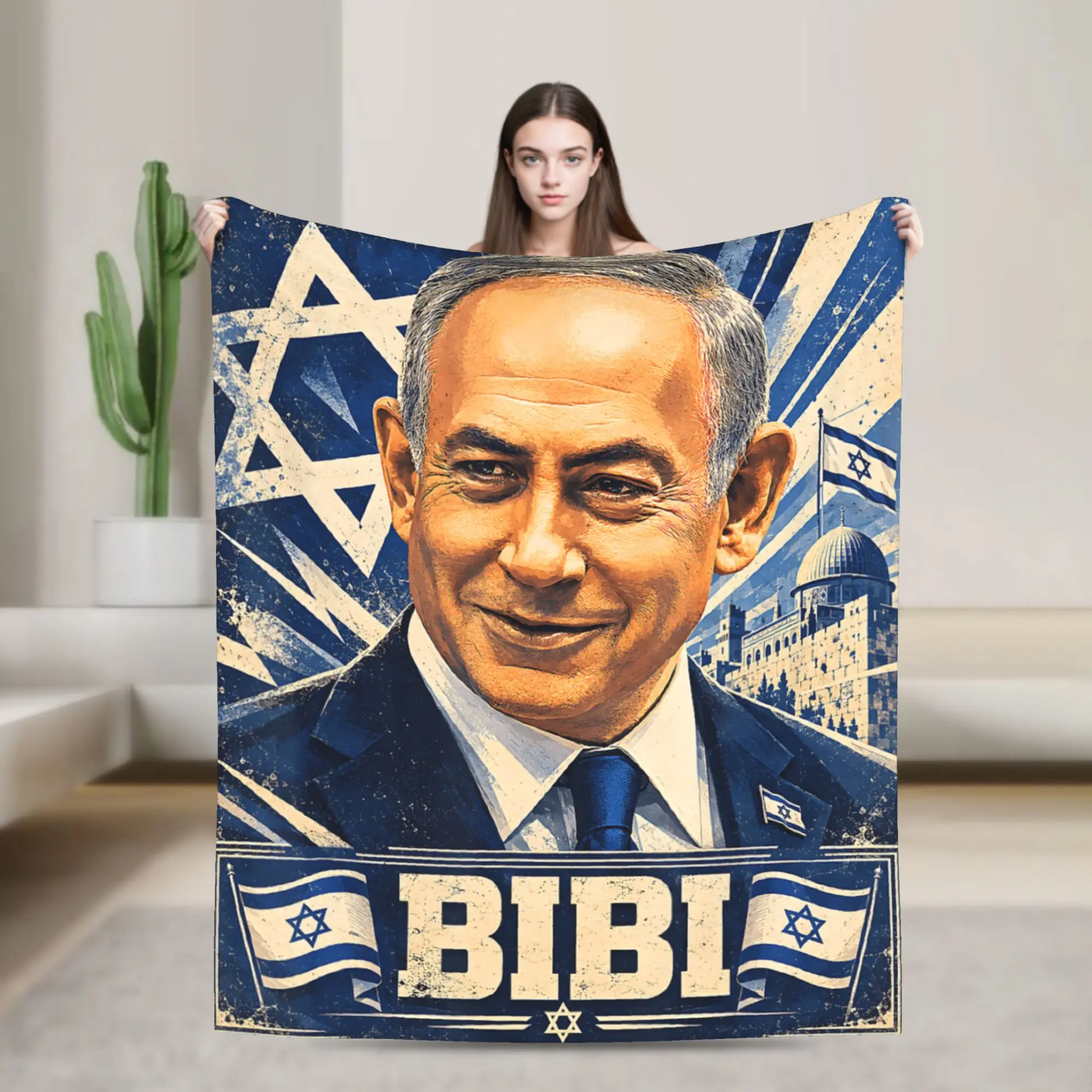 Benjamin Netanyahu Prime Minister Flannel Blanket Soft Bedding Throws for Home Decor Travel Fashion Bedspread Sofa Bed Cover