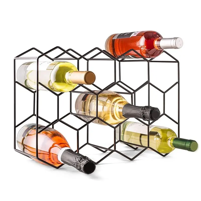 

ABXD Modern Black Metal Freestanding Small-3 Tier Wine Holder Stand Tabletop For Cabinet, For Pantry-Wine Rack Countertop