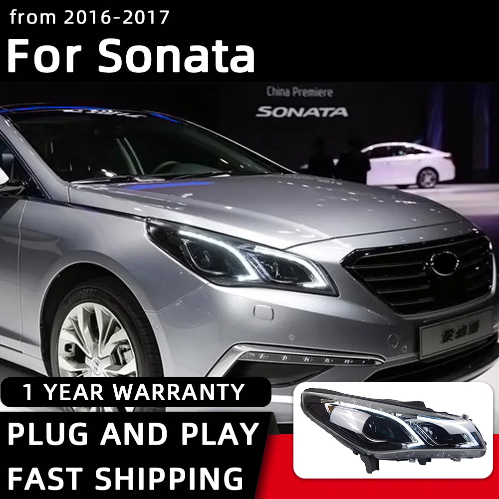 Headlight For Hyundai Sonata 9 LED Headlights 2015-2018 Head Lamp Car Styling DRL Signal Projector Lens Automotive Accessories