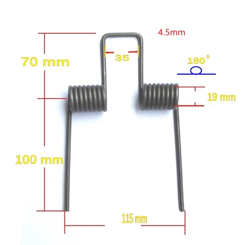 2PCS Right Angle 90 180 270 Degree Double Torsion Spring Large Torsion Spring Wire Diameter 3.5mm 4.5MM