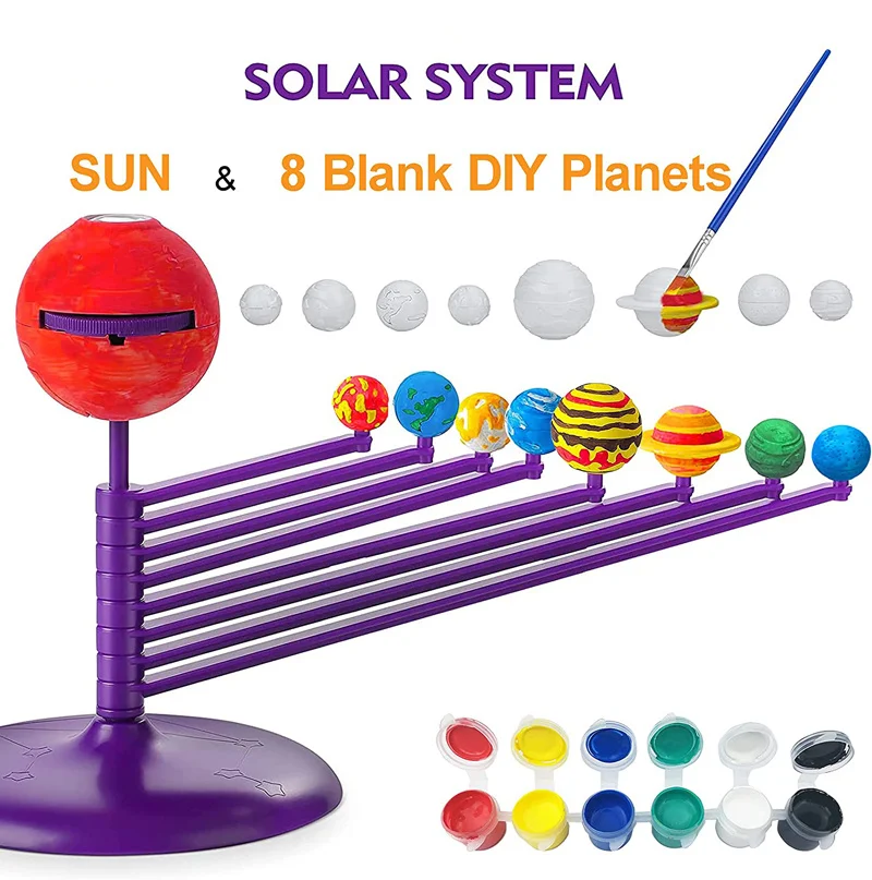 Brinquedo do projetor do sistema solar para crianças, STEM Technology Gadget, DIY Painting Planets, Model Science Toys, Brinquedos educativos para crianças