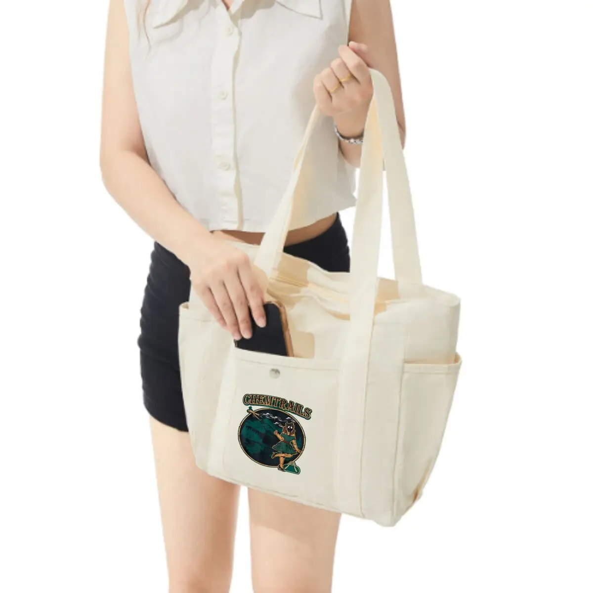 Chem Trails Retro Mulheres Lona Bolsa de Ombro Moda Design Simples Bolsa