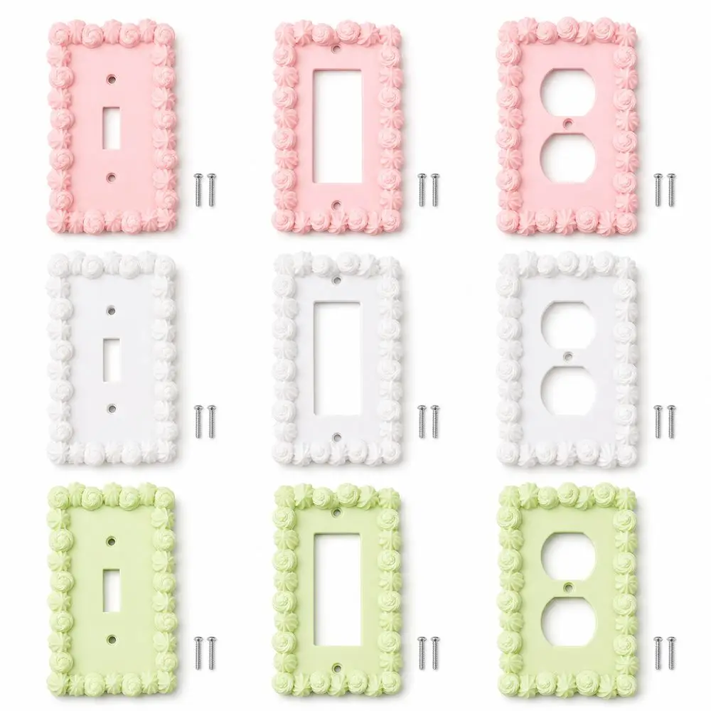 3D Printed PLA Light Switch Cover Cream Style Wall Mounted Piping Switch Plate Piping Texture With Screws Decorative Wall Plate