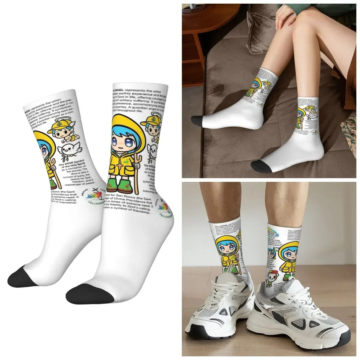 

All Seasons Luce Vatican Mascot Socks Harajuku Sport Middle Tube Socks Casual Stockings for Men Women Valentine's Day Gifts