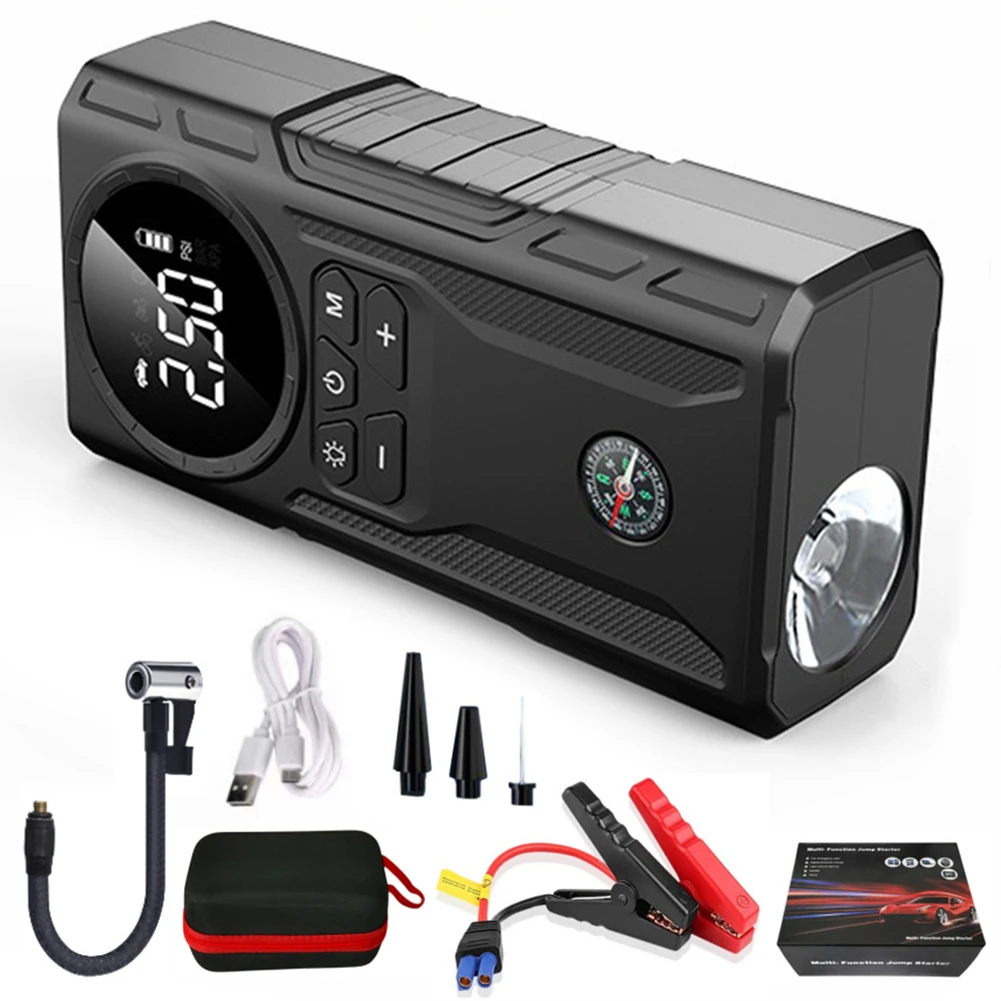 

39800mAh Car Wireless Air Pump Power Display Jump Starter Bicycle Air Compressor Car Tire Inflator for Automobile Bicycle Ball
