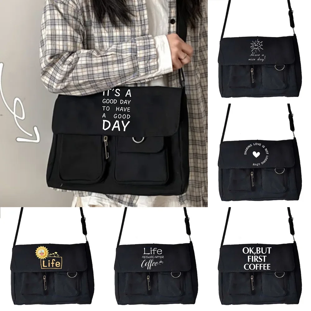 Shoulder Bags Messenger Bags Youth Fashion Casual Canvas Shoulder Pouch Crossbody Bag 2026 Food Pattern Series Organizer Bag