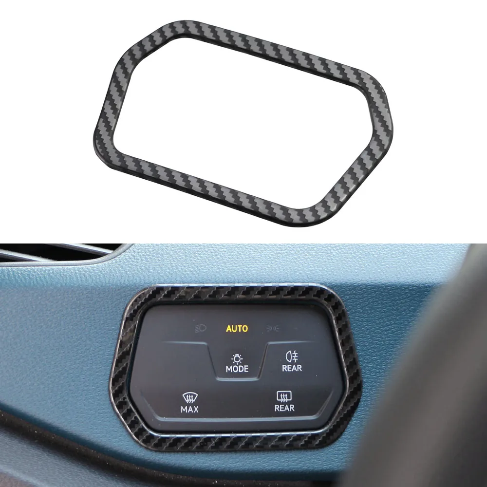 Simulierte Carbon Faser Auto Front Scheinwerfer Einstellen Panel Abdeckung Aufkleber Trim für Volkswagen VW ID3 ID.3 2020-2025 LHD auto Acc.