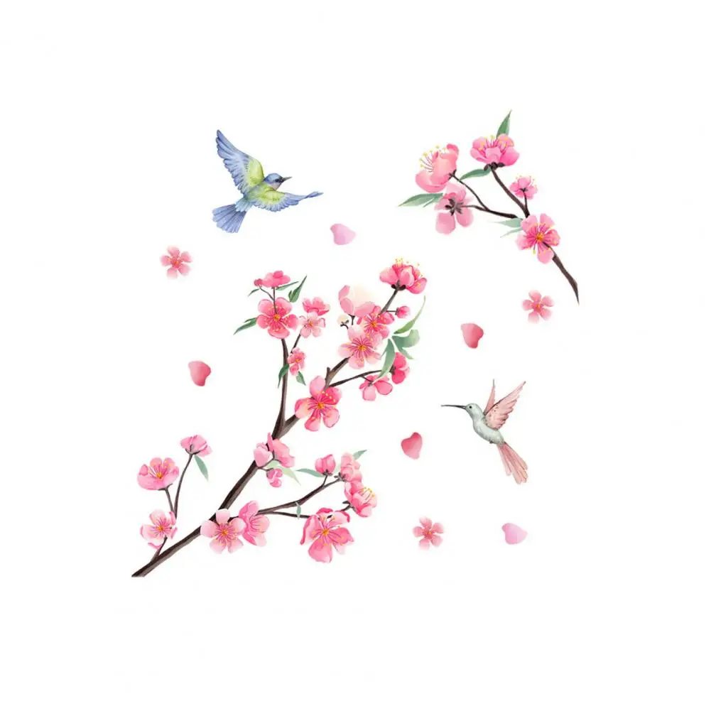 High-quality Pvc Sticker Flower Branch Bird Toilet Sticker Waterproof Pvc Decal for Bathroom Room Wall Art Removable