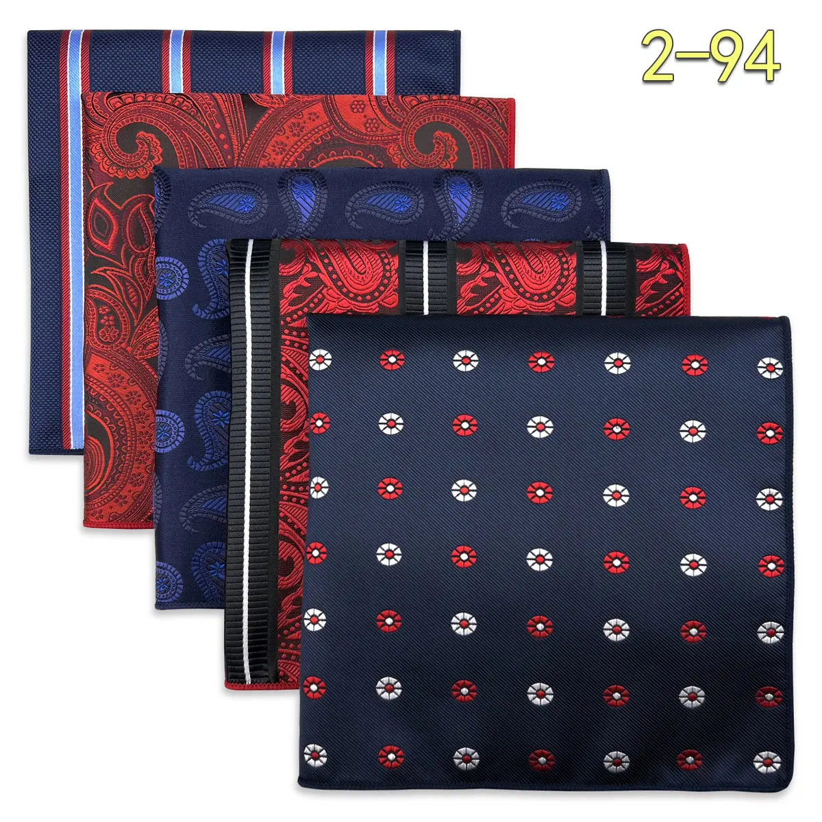5 PCS Men's Pocket Square Set, Assorted Handkerchief Styles