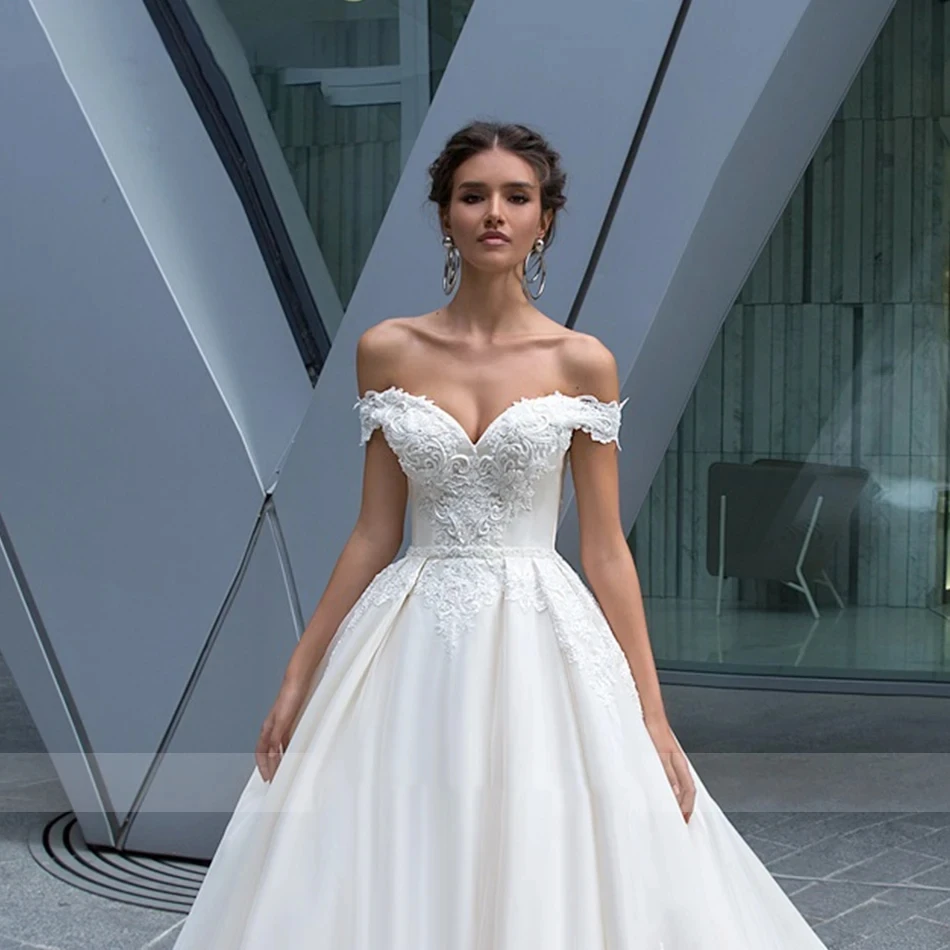 Robe de mariée en satin avec cristal, robe en tulle initiée avec broderie, chérie, fibre de mariée, fermeture à glissière au dos, 2024