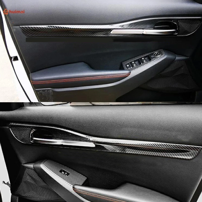 For Kia Seltos 2019 2020 Carbon Fiber Car Accessories Door Inner Handles Bowl Frame Moudling Strip Decoration Trim Styling LHD