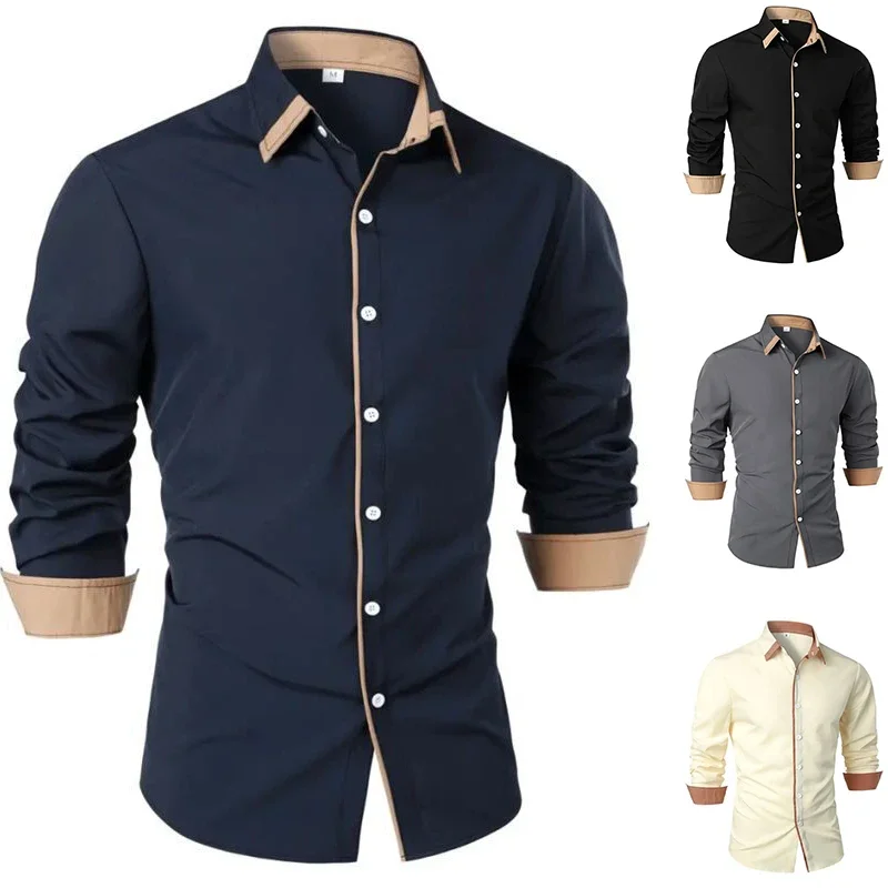 

Мужская летняя рубашка с коротким рукавом цвета заклинания, 100% полиэстер, деловая повседневная рубашка на пуговицах с лацканами, топы