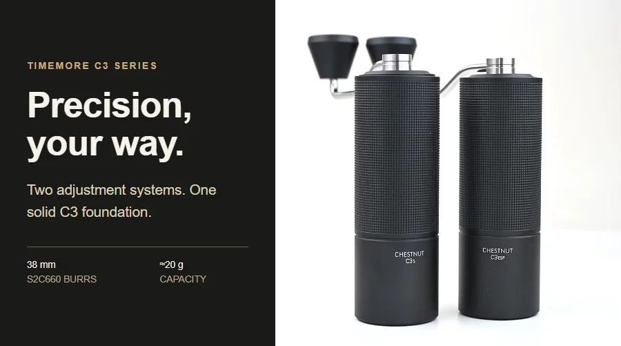 TIMEMORE Chestnut C3S / C3ESP Manual Coffee Grinder Upgrade All-metal Body & Anti-slip Design Portable Grinder S2C Burr Inside