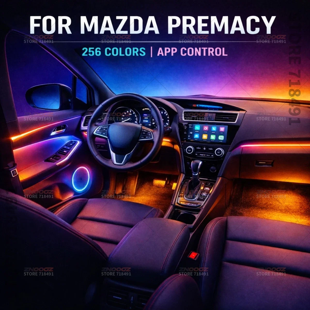22in1 RGB Car Interior Acrylic Car Ambient Lights RGB Hidden Acrylic Strip Decoration Atmosphere Accessories For Mazda Premacy