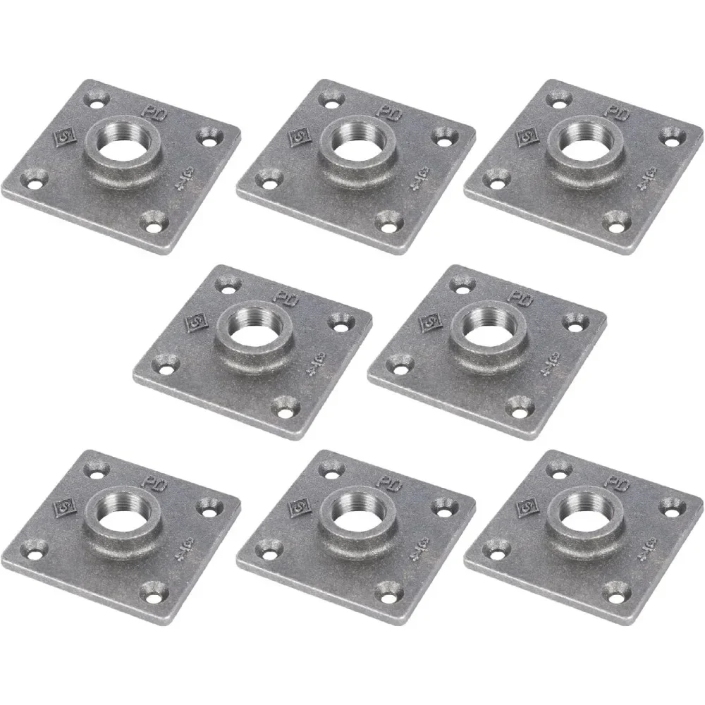 

Квадратный напольный фланец 3/4 дюйма, черный, из ковкого чугуна, набор из 8 промышленных фитингов для труб, для самостоятельной сборки мебели и стеллажей