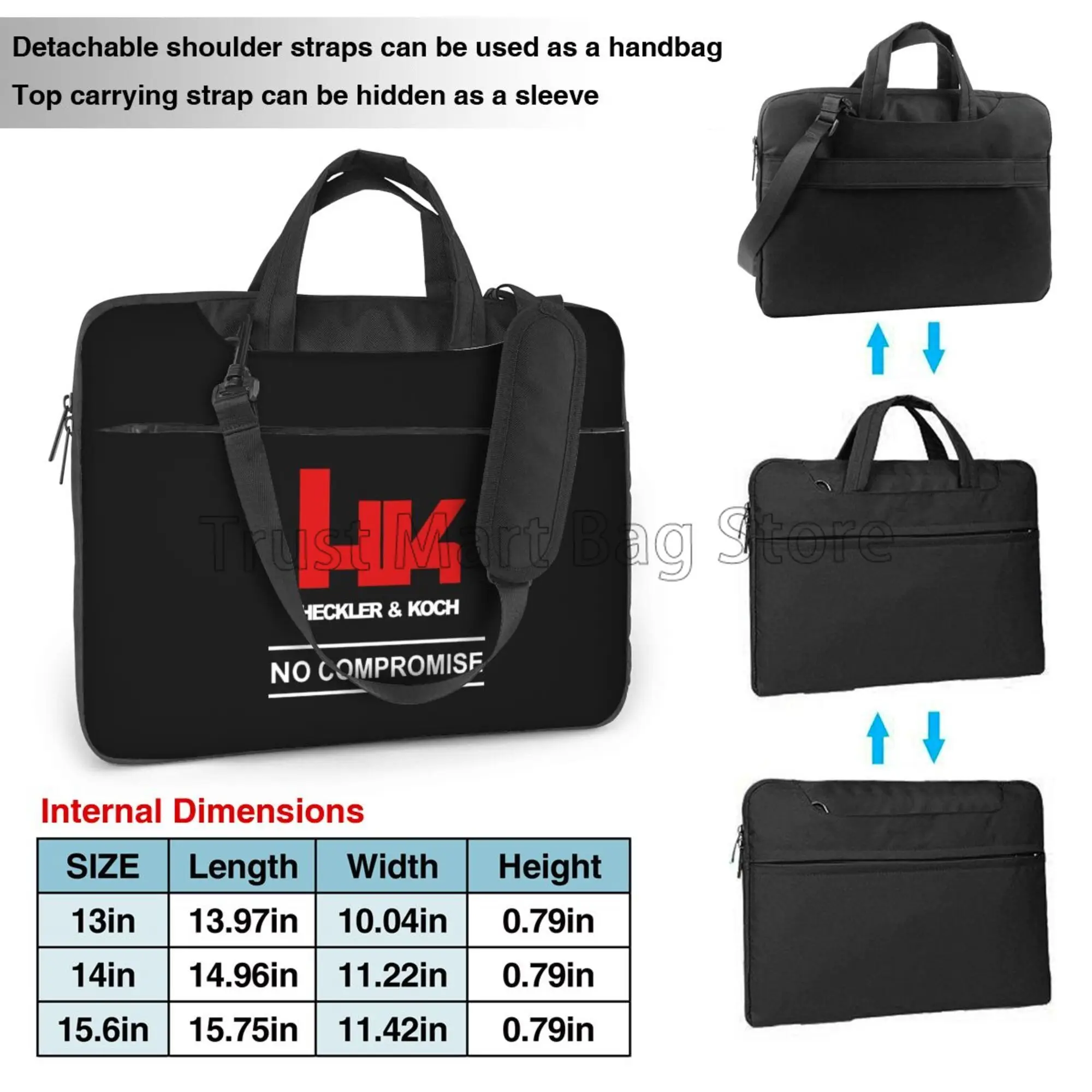 Heckler Koch Hk Print Laptop Bag Water Resistant Large Laptop Case Computer Bag for Office Business Travel Fits 13 14 15.6 Inch