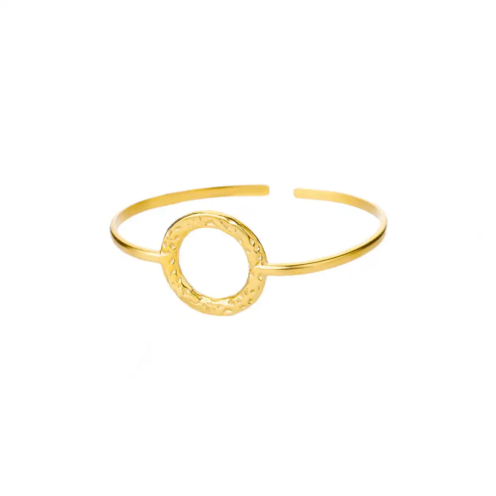 Exquisite klassische Bump Muster Öffnung Armreifen Armband für Frauen Manschette Armband Gold Farbe Edelstahl Hand Ornament Geschenk