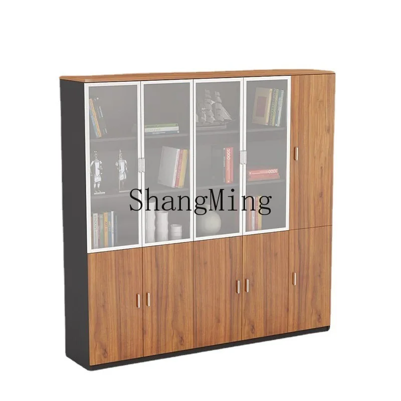 FG office document floor-to-ceiling information cabinet with glass wooden wardrobe filing cabinet simple board bookcase