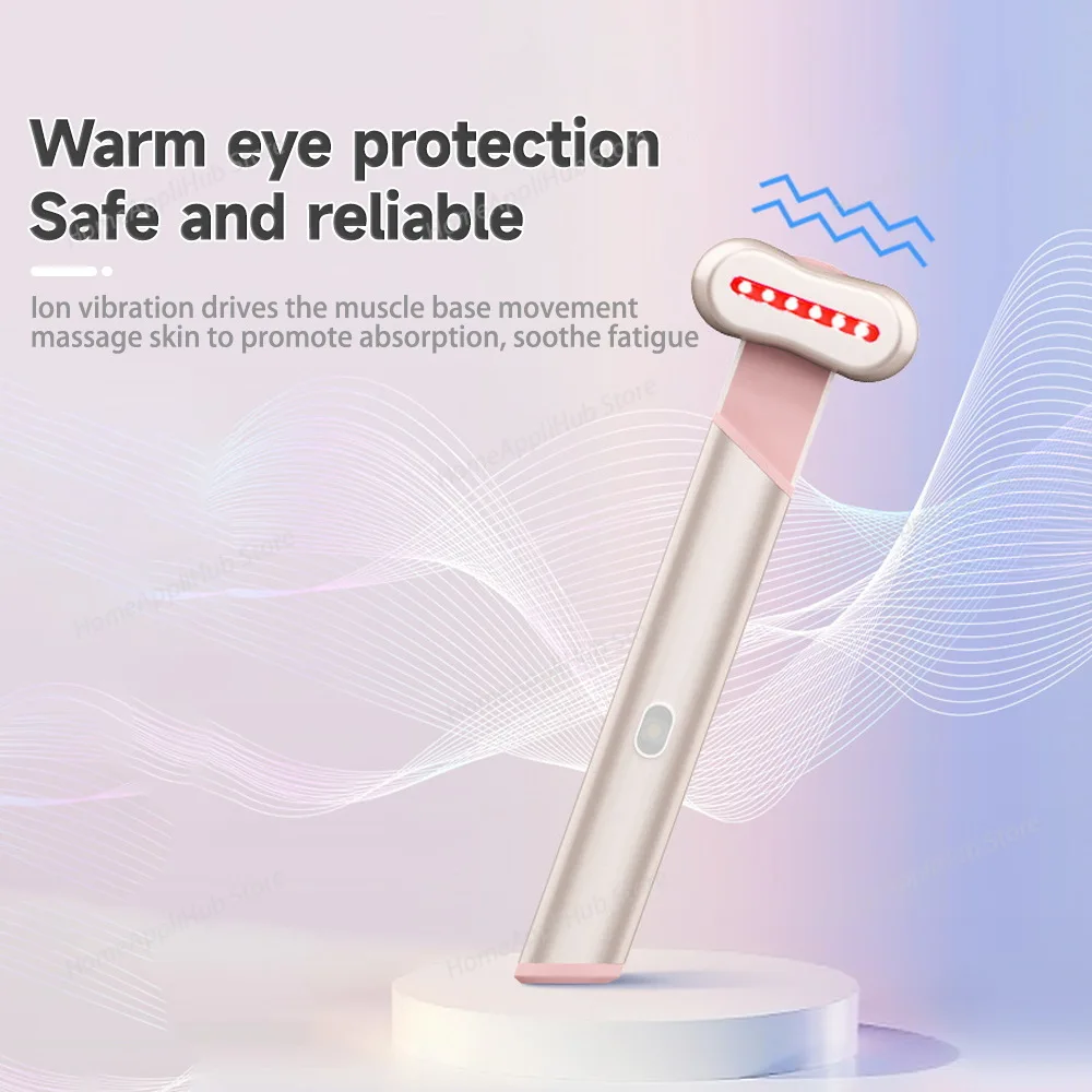 Ems Eye Massager Anti Dark Circle Removal Red Light Therapy Vibration Hot Compress Facial Rejuvenation Portable Eye Care
