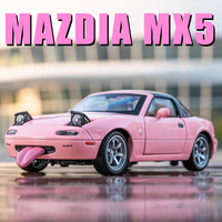 1/32 Mazda MX-5 Miniature Diecast Miata RoadSter Toy Car Model Sound & Light Doors Openable Collection Gift for Children Boy Kid