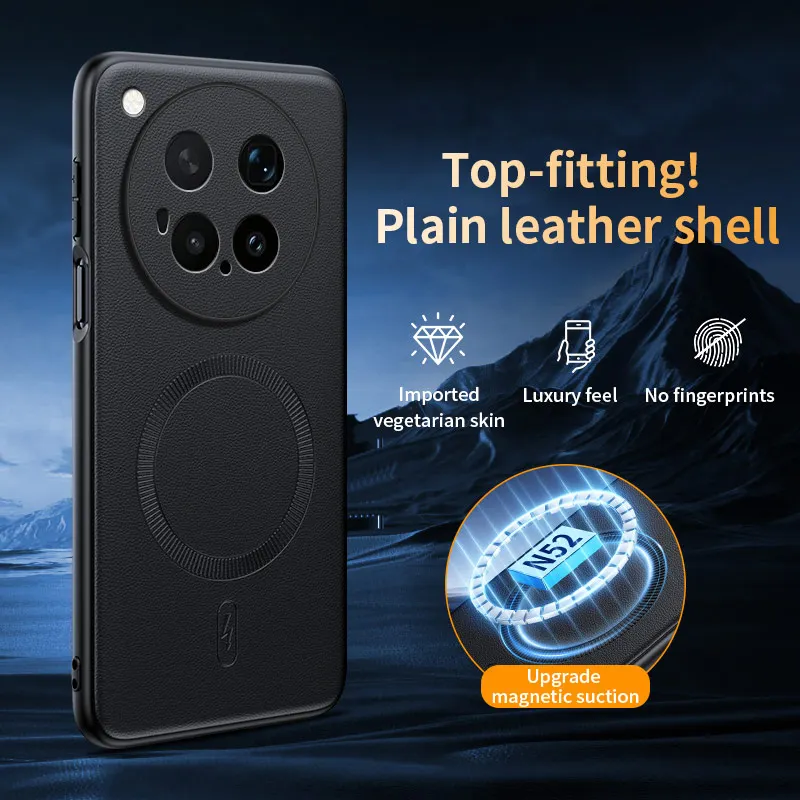 Für Vivo X500 Pro Max: Magnetische Lederhülle mit Schutzfunktion, Anti-Fingerabdruck, rutschfest, aus PC+TPU. – Detail 23