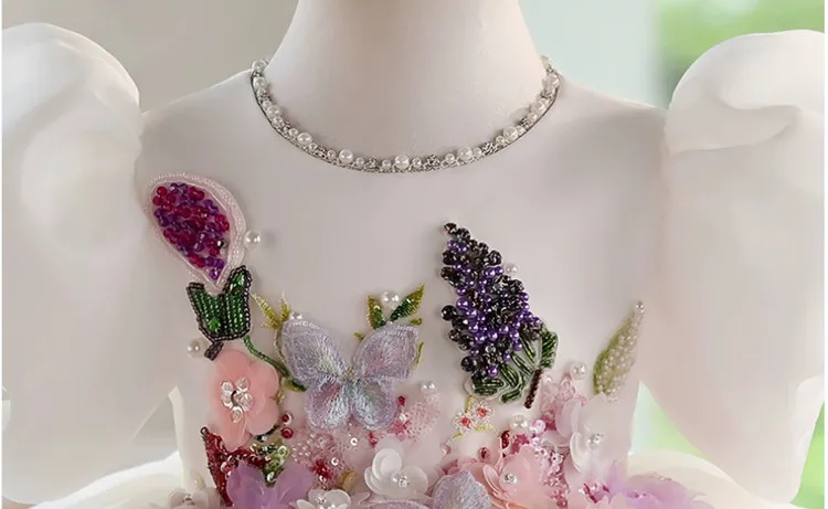 Hochwertige Kinder-Abendkleider für Klavieraufführungen, Geburtstage, Hochzeiten, Blumenmädchen A5043 Großhandel Mädchen-Abendroben – Detail 8