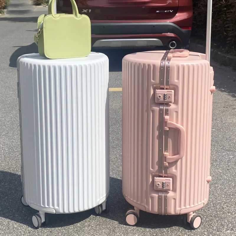 Cylindrical aluminum frame suitcase thickened password box universal wheel suitcase for men and women