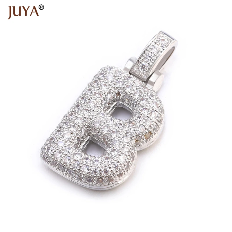 Juya 12 Letters Charms Jewelry Accessories Zirconia Pendants Necklace Bracelet Making Supplies Jewelry for Women Men Materials
