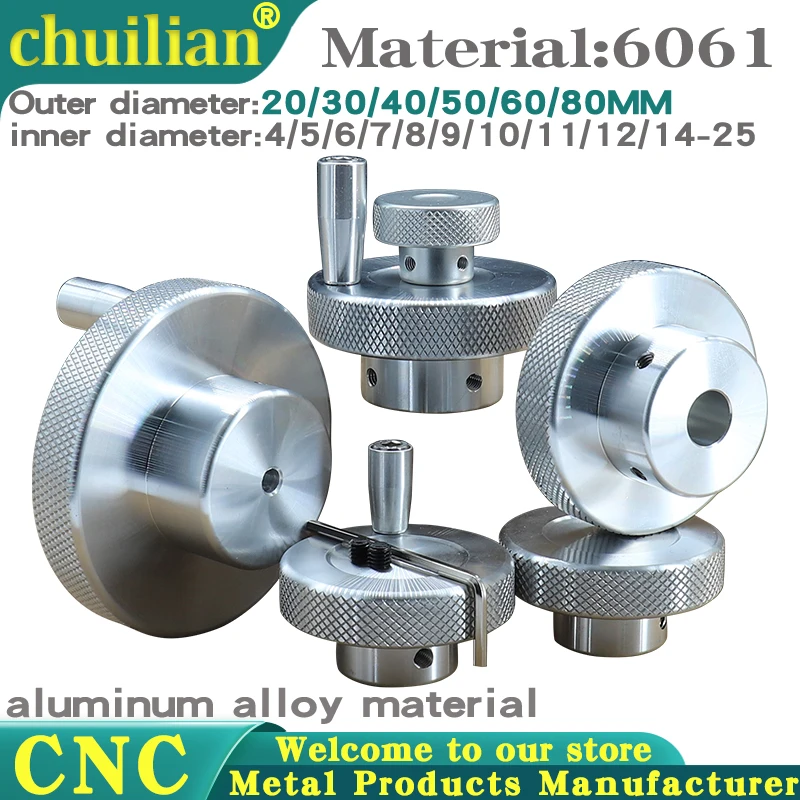 CNC Knurling Sliding Table Screw Rod Knob Crank 5/6/7/8/10/12mm Rotating Handle Embossed Stepper Motor Positioning Hand Wheel