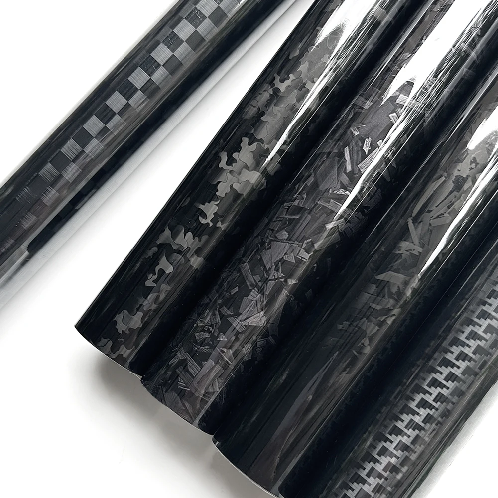 Vinilo Adhesivo de Fibra de Carbono Forjado para Autos y Motocicletas, Vinilo Negro Avanzado sin Burbujas de Aire para Envolver Vehículos