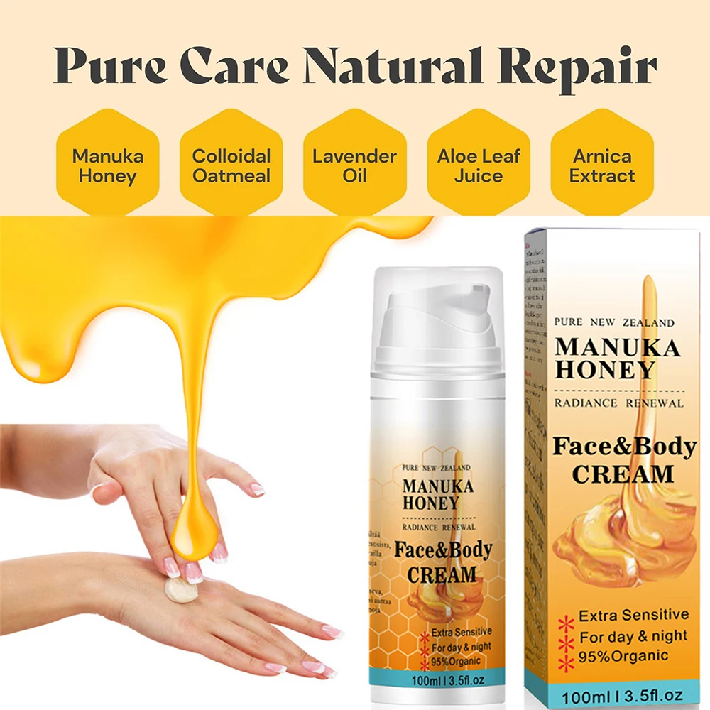 

Manuka Honey Cream Moisturizer for Dry Skin Sensitive Skin Soothing Redness Relief Face Cream Body Moisturizer Whitening 100g