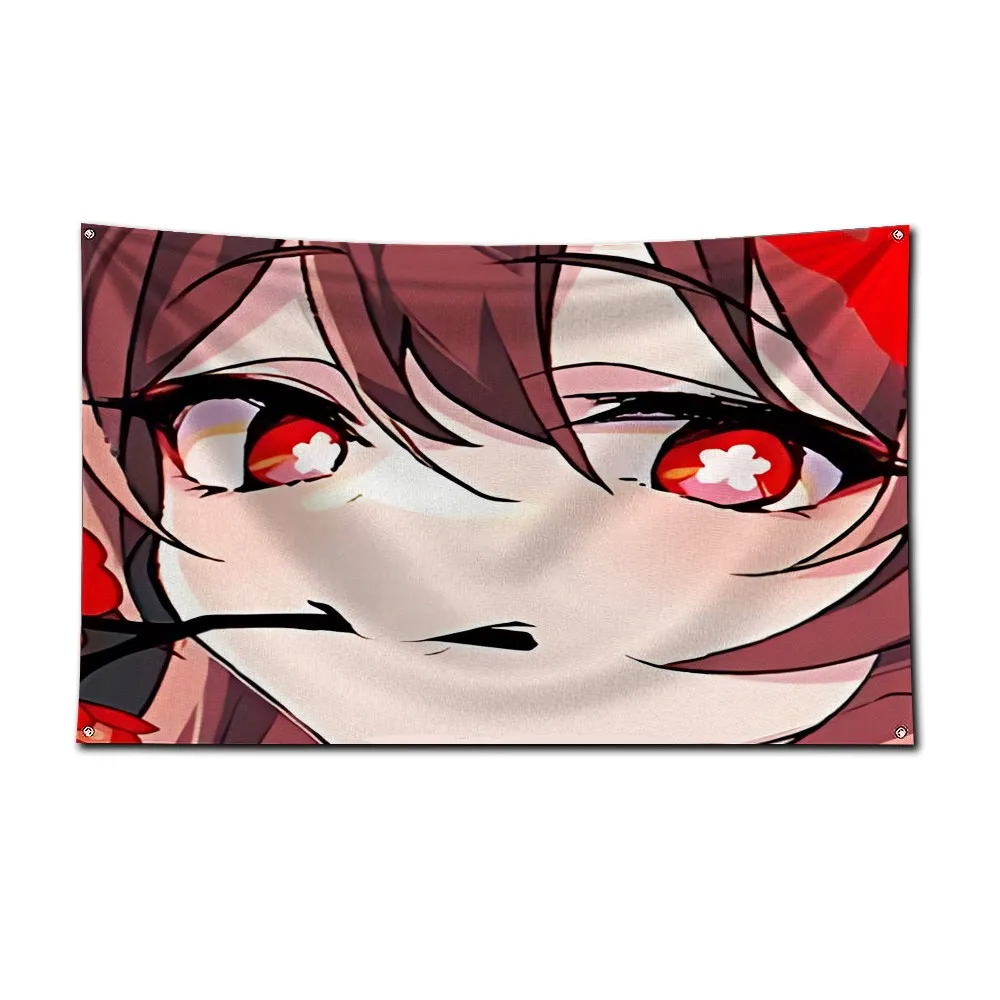 Anime-style Hu Tao Flag 3X5 Ft Personalized Flags Design Your Image Funny Tapestry Poster Dorm Room, Living Room, Bedroom