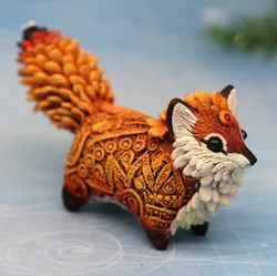 Resin Crafts Decoration New Small and Cute Totem Fox Desktop Study Living Room Decoration Toy Festival Handmade Birthday Gift