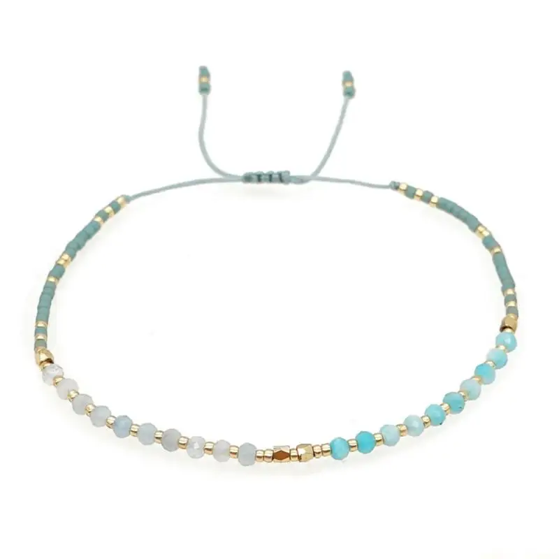 31BF Handmade Beaded Stretch Bracelet Elegant Wrist Jewelry Beads Texture for Daily