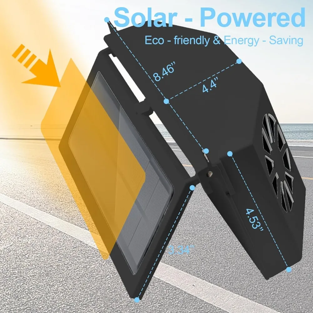 New 3 Head Car Exhaust Fan USB Rechargeable Solar High Wind Power Air Circulation Cooling Heat Dissipation Long Battery Life