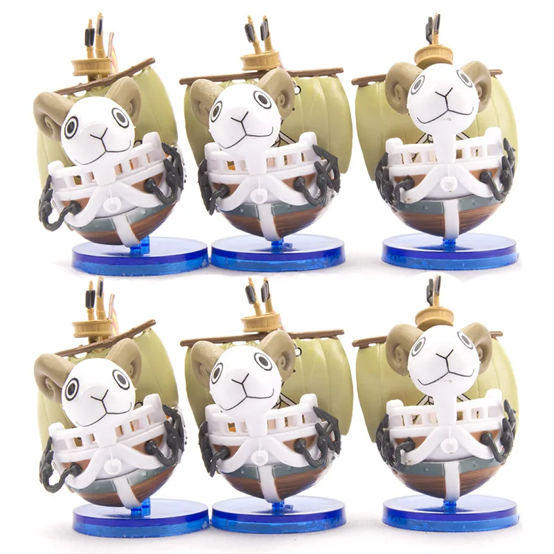 6Pcs/Set 7CM Anime One Piece Pirate Boat Going Merry Thousand Sunny Grand Pirate Ship Kawaii Doll Collectible Action Model Toy