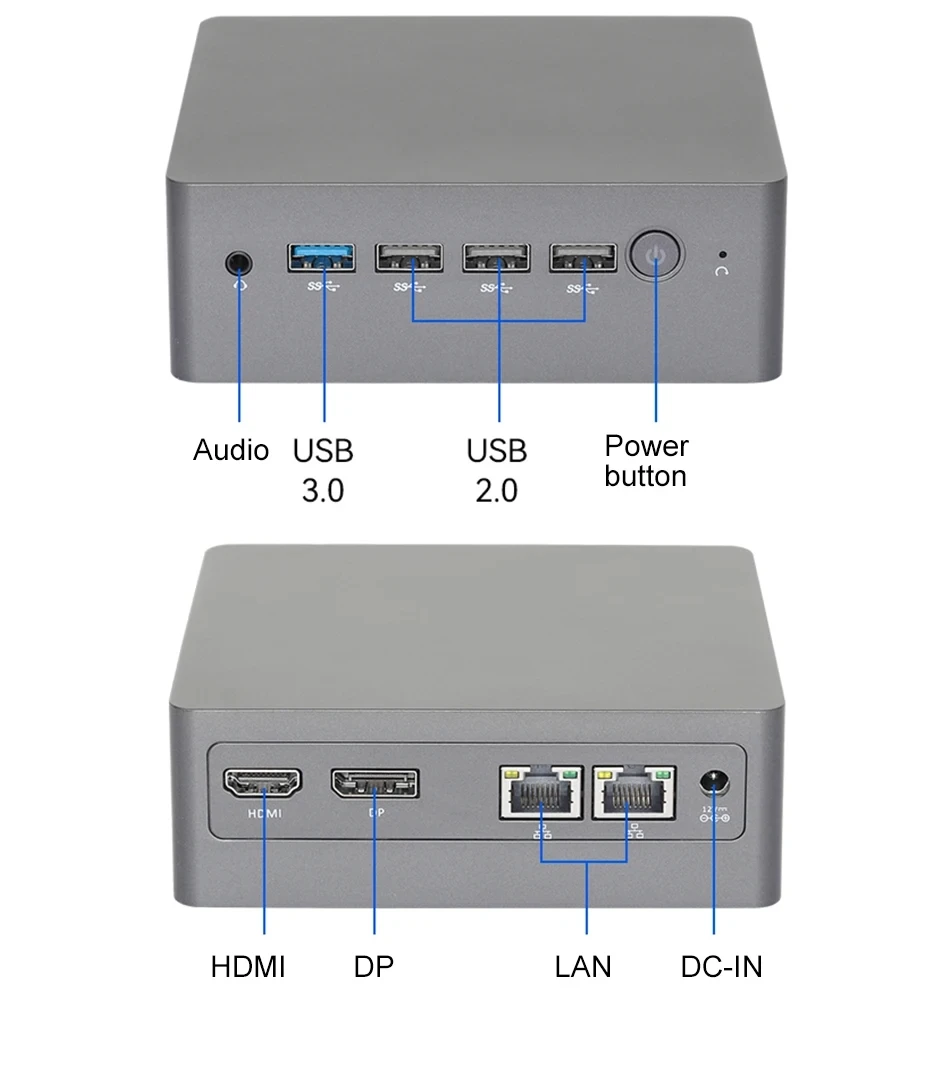 Bebepc mini pc intel n100 an bord 8g ram 512gb ssd 2 lan dual-band wifi bluetooth 4 4k uhd tragbare windows 4,2 tv box