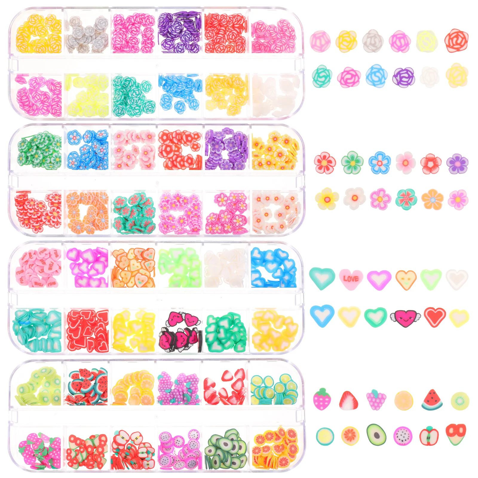 

4 коробки DIY полимерная глина патчи для дизайна ногтей красочные креативные ломтики для маникюра ремесло ювелирные изделия декор для телефона ногти ручной работы