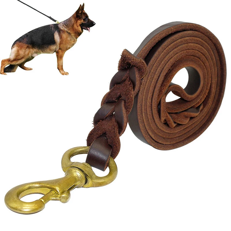 laisse-pour-chien-en-cuir-reglable-et-confortable-pour-l'entrainement-en-exterieur-avec-sangle-anti-etranglement