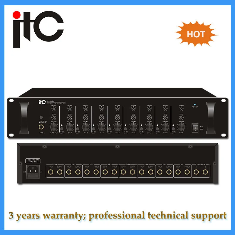 ITC T-6240 8 Channel Preamplifier for PA Audio System