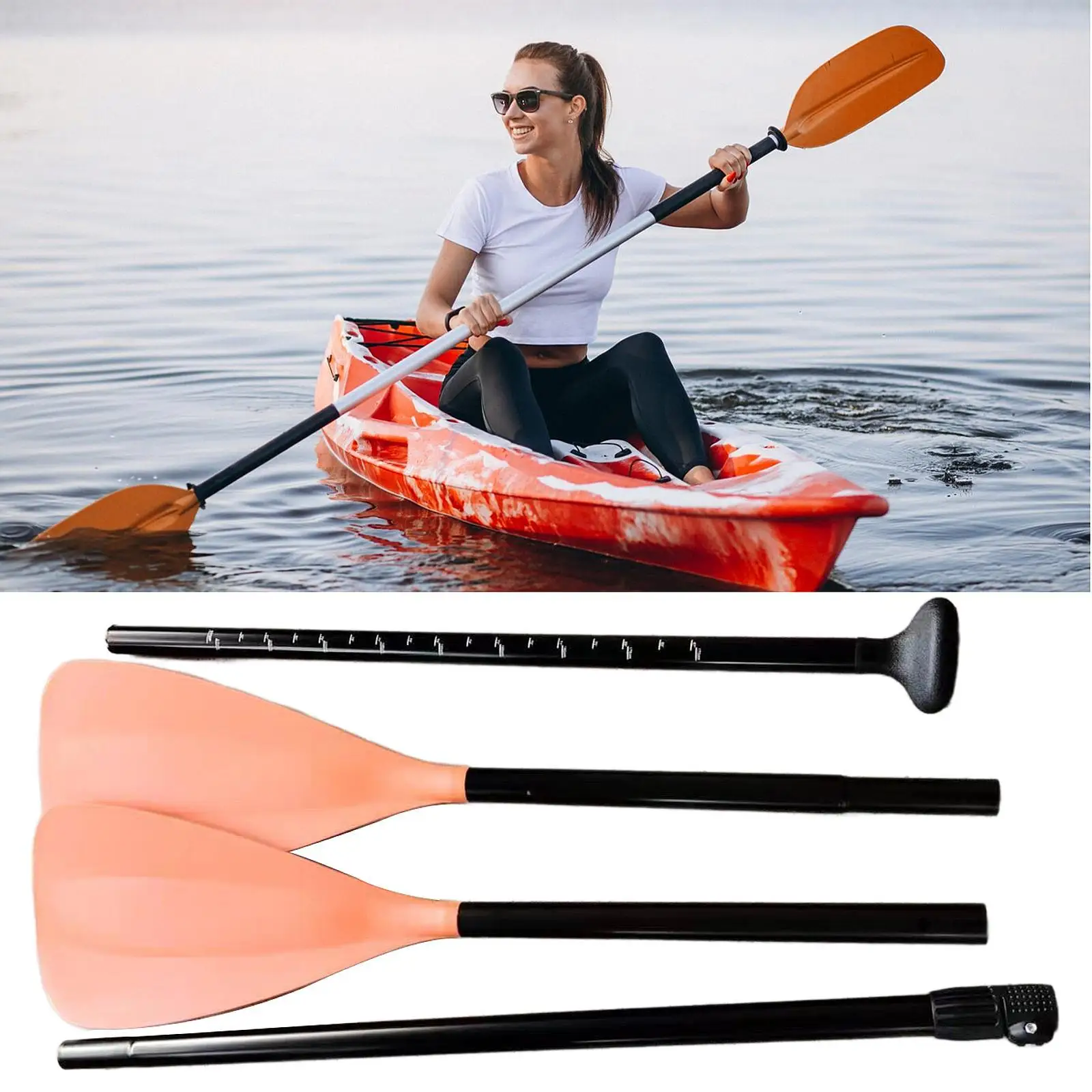 Pagaie de kayak légère avec tige en aluminium, rames réglables et robustes pour sports nautiques, planche de surf, bateau gonflable, canoë, surf