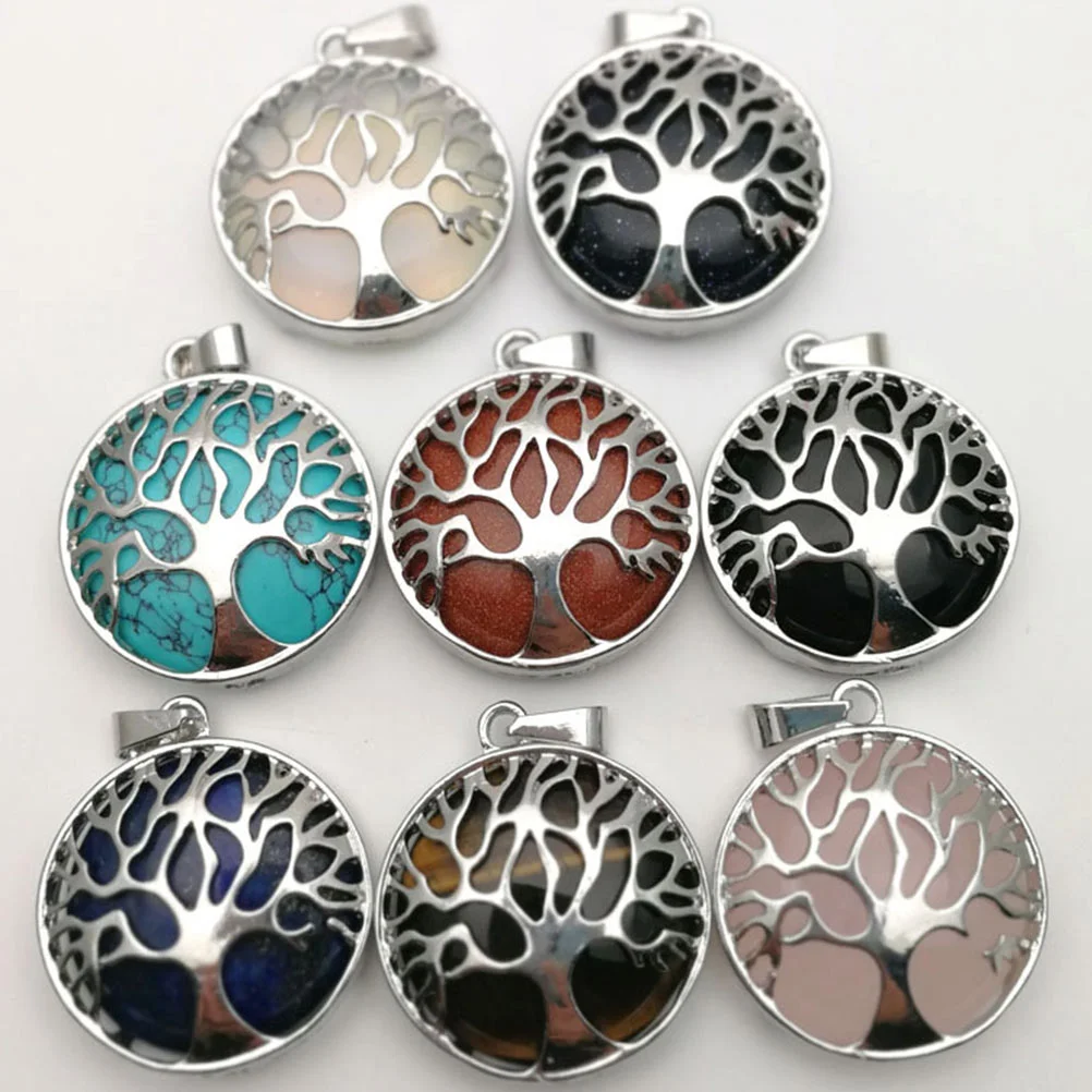 6 Pcs Tree of Life Pendant DIY Earrings Handmade Jewelry Accessories Button Christmas Material Alloy Craft Supplies Charms