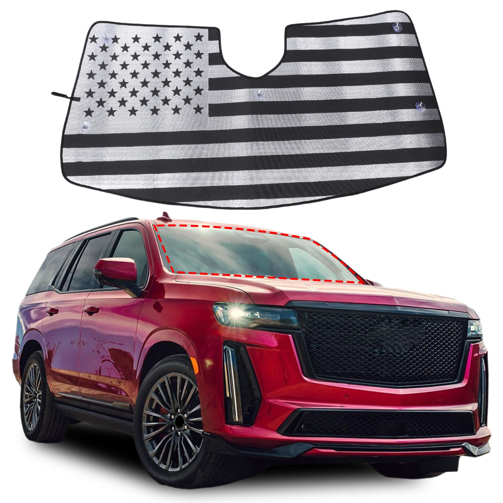 

For Cadillac Escalade 2021-2024 Car Windshield Sun Shade Front Window Curtain Summer UV Refletive Sun Protection Cover