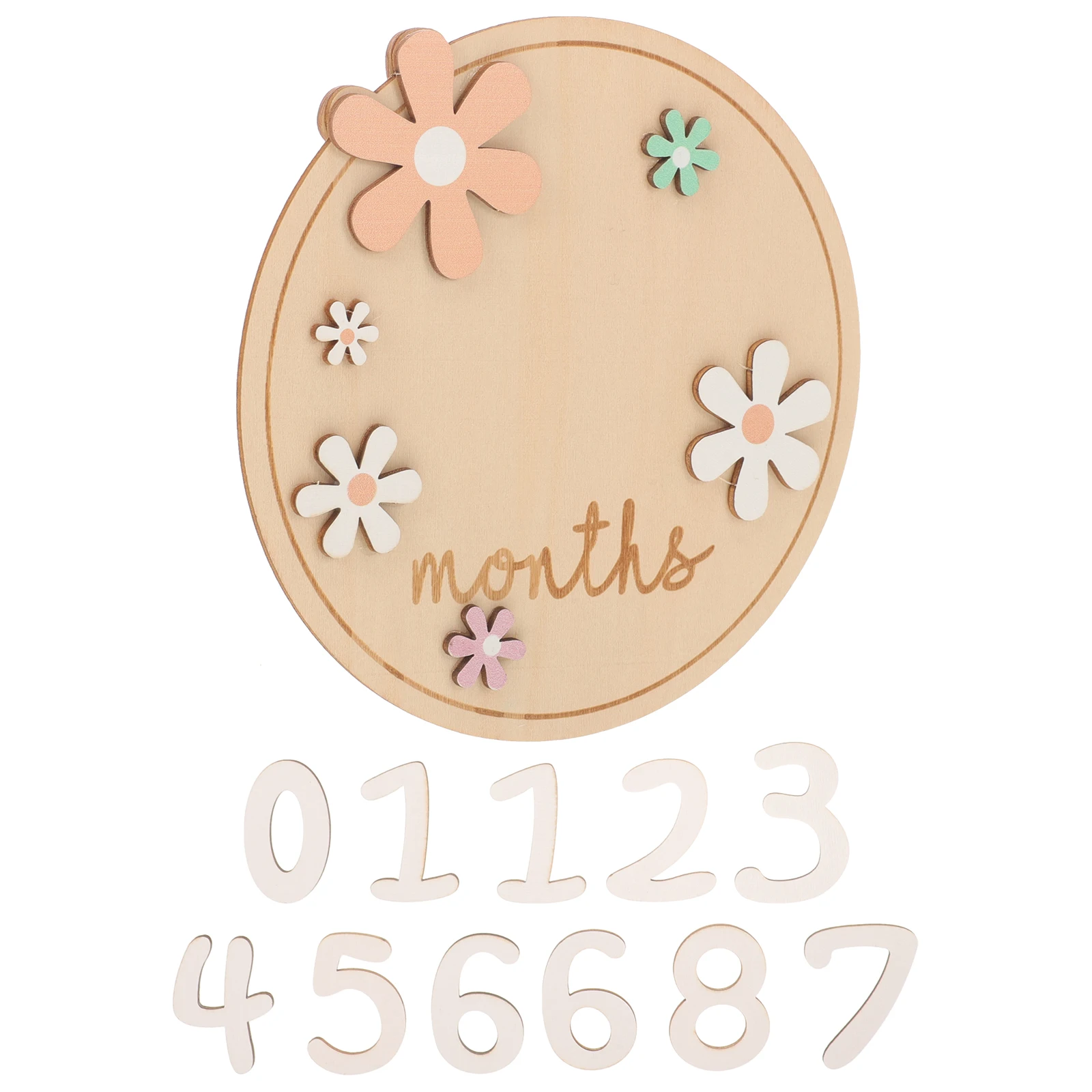 Baby Cards Signs Infant for Nursery Announcement Board New Wooden Milestone Newborn Circles