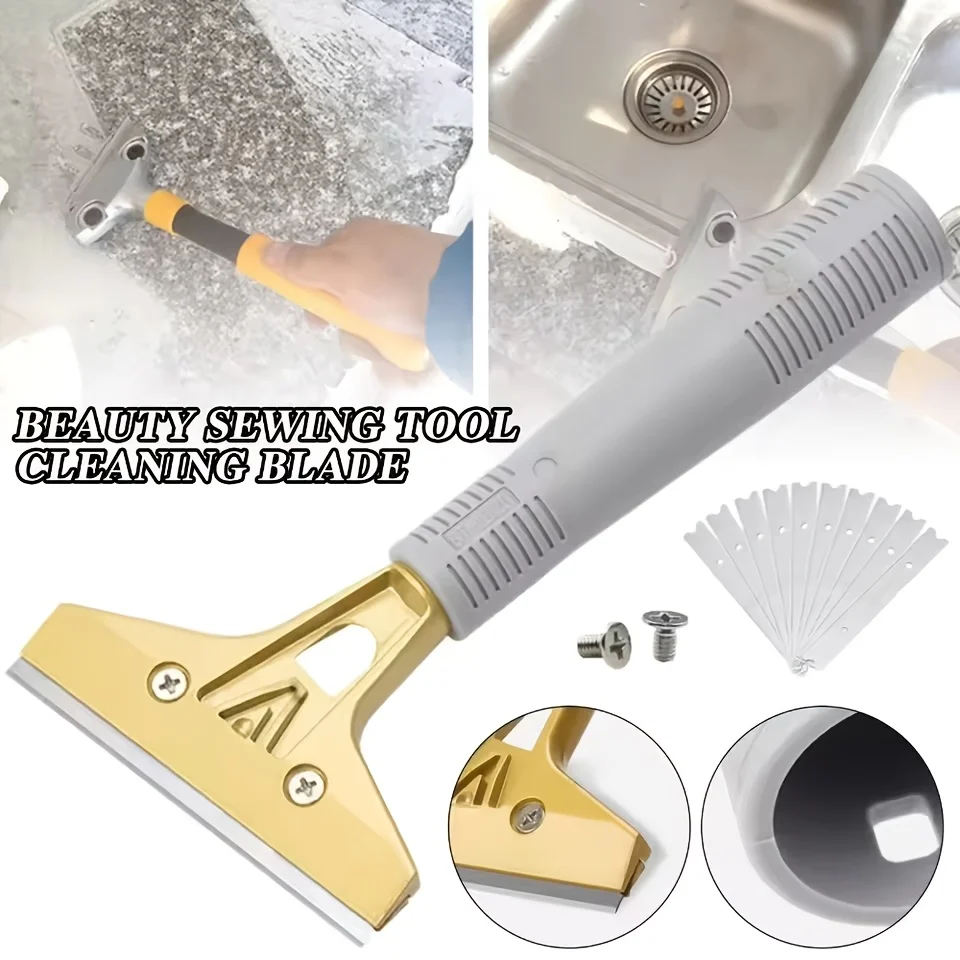 Doppelseitiger Schaber aus 10-teiliger Aluminiumlegierung ‌   Rasierklingen, Glasfenster-Reinigungswerkzeug für Farbdekore, Klebstoffe, Etiketten, Dichtungsmasse