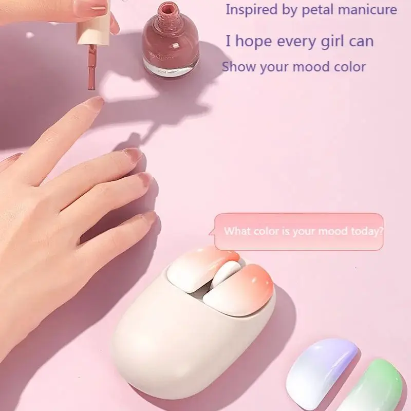 

Creative Nail Art Wireless Mouse 2.4G+Bluetooth 4.0/5.0 Tri-Mode Mice Mute Rechargeable Office Gaming Girls Mouse For Laptops